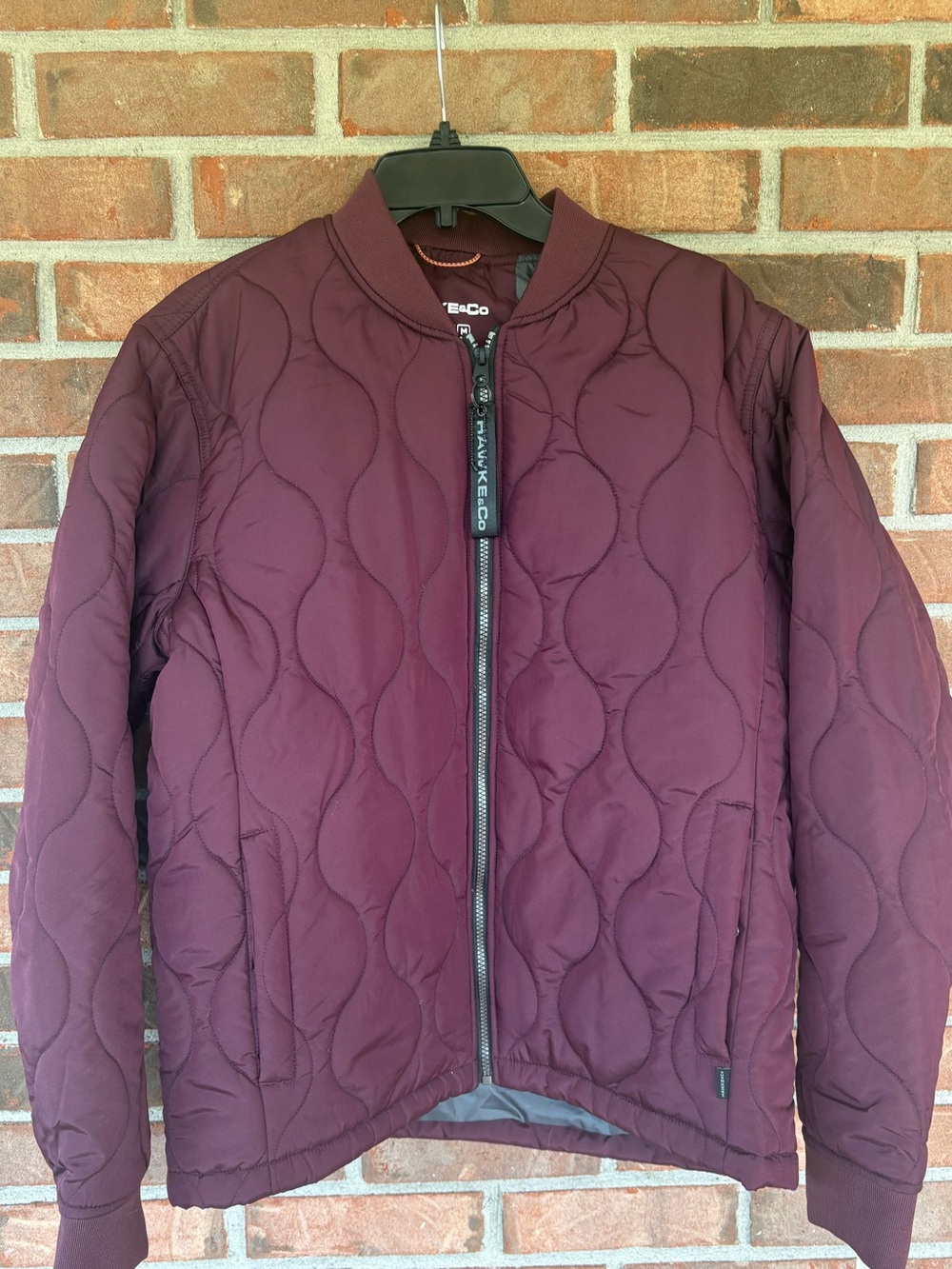 Hawke & Co Mens Quilted Bomber Jacket - Burgundy~minimal wear